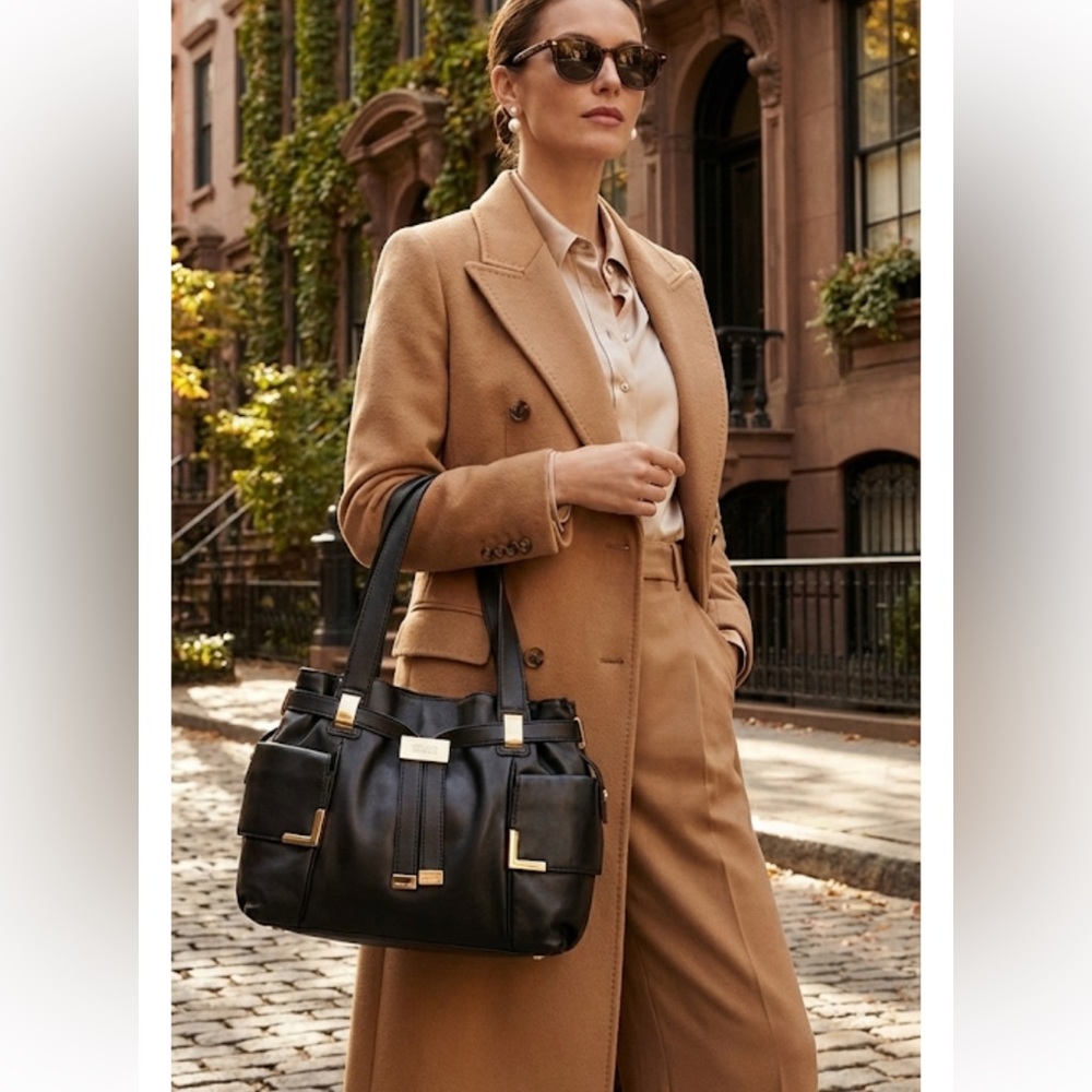 Michael Kors Black Beverly Drawstring Satchel $1,526
